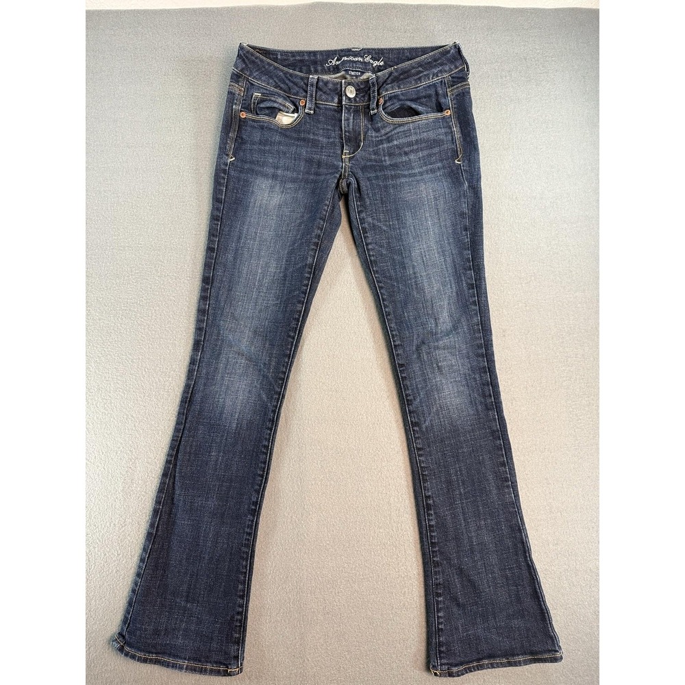 American Eagle Skinny Kick Jeans Womens 6 Medium Wash Blue Low Rise Bootcut